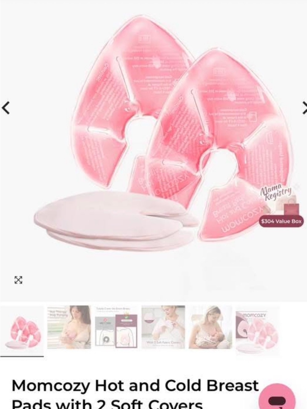 Momcozy Hot and Cold Breast Pads - Pink (2 Soft Covers)